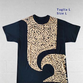 Navy T-Shirt Calligraphic Texture | Streetwear & Dancewear