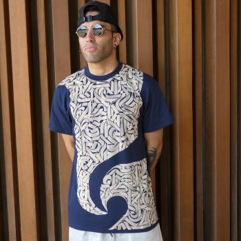 T-Shirt Navy Texture Calligrafica | Streetwear & Dancewear