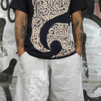 Black T-Shirt Calligraphic Texture | Streetwear & Dancewear