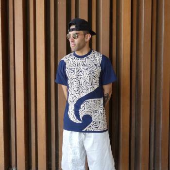 T-Shirt Navy Texture Calligrafica | Streetwear & Dancewear