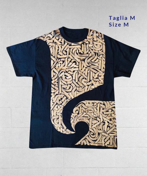 Navy T-Shirt Calligraphic Texture | Streetwear & Dancewear