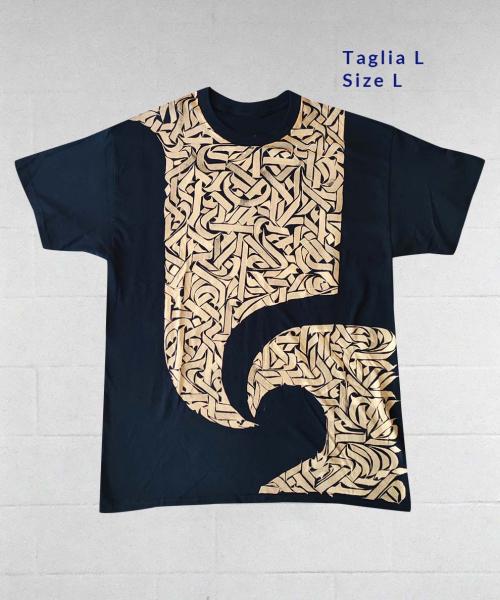 Navy T-Shirt Calligraphic Texture | Streetwear & Dancewear